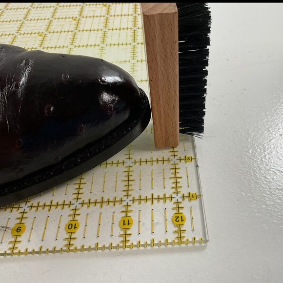 Vintage Lucchese Black Cherry Ostrich Quill Cowboy Boots 9 EE Exotic Recraft - Picture 4 of 16